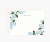 Floral Personalized Stationery - Hydrangea Blue