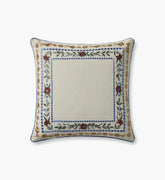 Aster Border Embroidered Pillow - Ivory