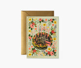 Floral Cake Birthday Card - Single Card