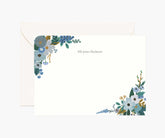Floral Personalized Stationery - Garden Party Blue