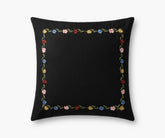 Curio Border Embroidered Pillow - Black