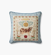 Country Home Embroidered Pillow - Multi