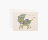Floral Pram Baby Card - Single Card