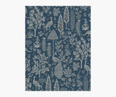 Menagerie Toile Wallpaper Sample - Navy & Metallic Silver