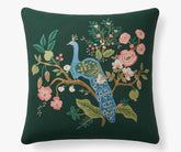 Embroidered Pillow Cover - Peacock Emerald