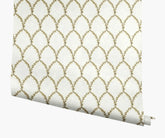 Laurel Wallpaper - Metallic Gold & White