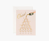 Champagne Tower Cheers Wedding Card - Single Card