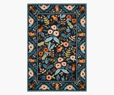 Les Fleurs Lourdes Wool-Hooked Rug - Black