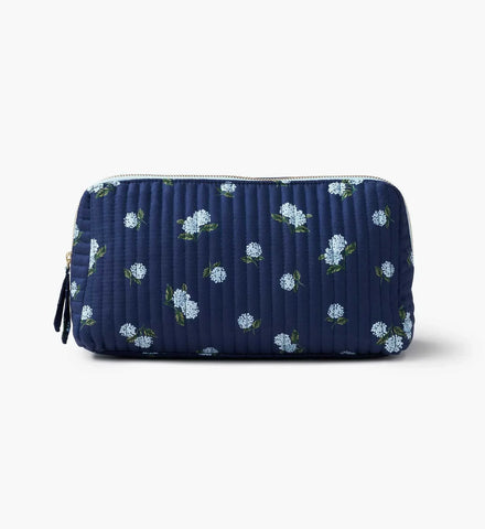 Quilted Large Cosmetic Pouch - Ditsy Hydrangea
