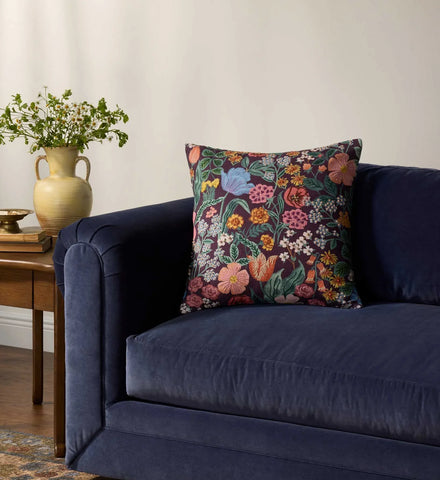 Burgundy Blossom Embroidered Pillow - Burgundy