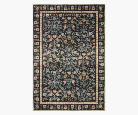 Eden Mughal Garden Power Loomed Rug - Black