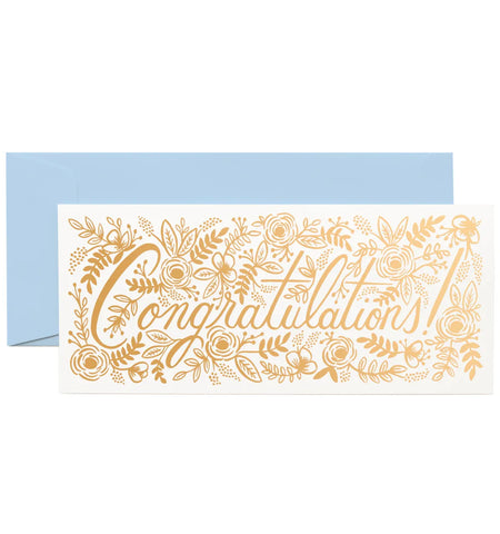 Champagne Floral Money Holder Congrats Card - Single Card