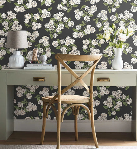 Hydrangea Peel & Stick Wallpaper - Black & White