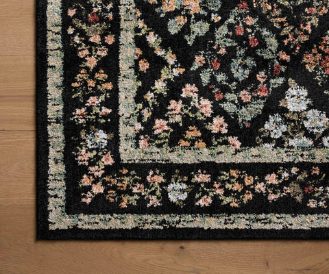 Laurel Parquet Power Loomed Rug - Black