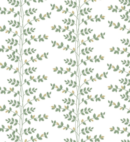 Climbing Vines Wallpaper - White & Metallic Gold