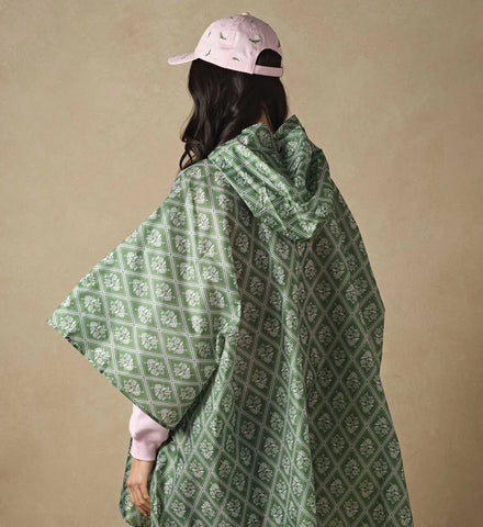 Packable Rain Poncho - Rose Study
