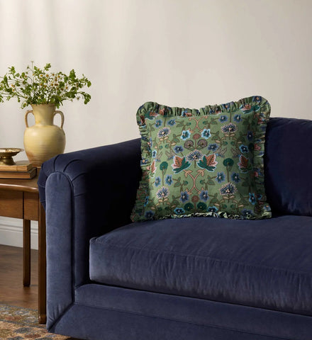 Maple Embroidered Pillow - Green