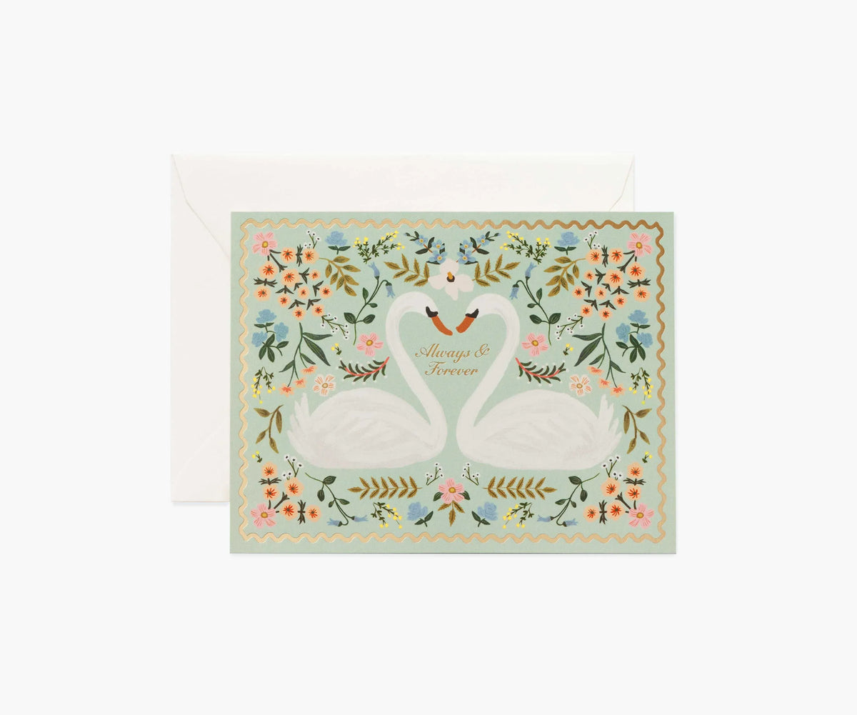 Always & Forever Swans Wedding Card - Single Card