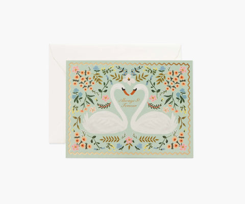 Always & Forever Swans Wedding Card - Single Card