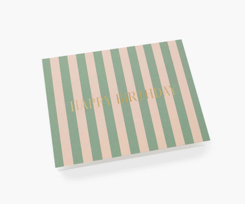 Cabana Stripe Birthday Card - Single Card
