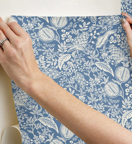 Pomegranate Peel & Stick Wallpaper - Blue & Ivory