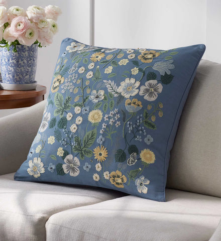 Embroidered Pillow Cover - Strawberry Fields Green