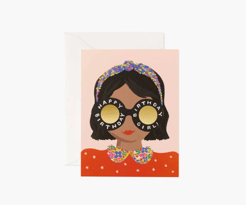 Headband Birthday Girl Birthday Card - Single Card
