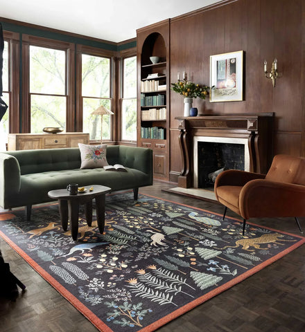 Menagerie Les Fauves Printed Rug - Black