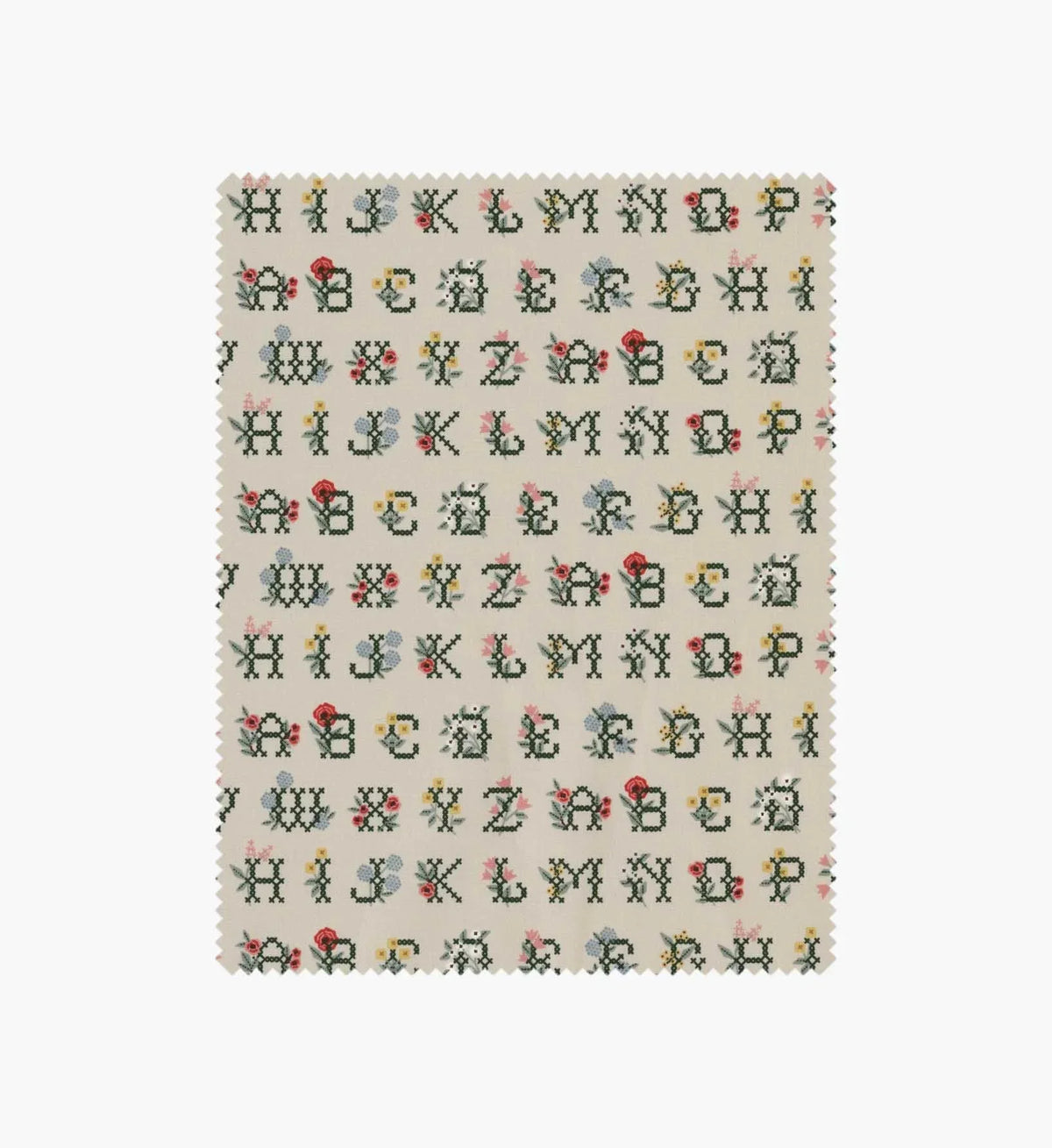 Cross Stitch Letters Cotton Fabric - Linen