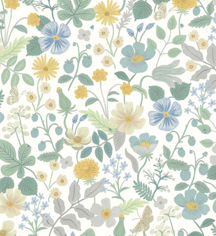 Strawberry Fields Wallpaper - Blue & Green