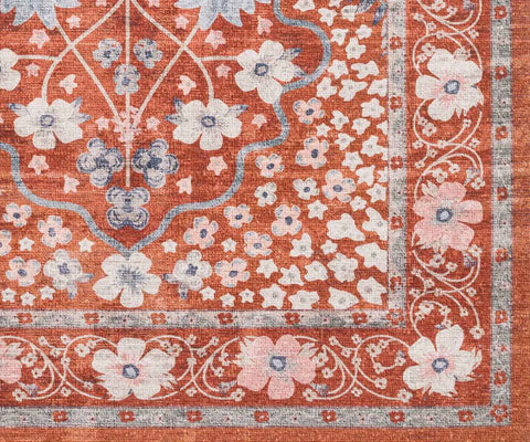 Palais Meadow Printed Rug - Crimson