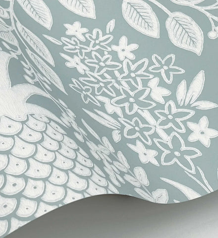 Pineapple Damask Wallpaper - Light Blue