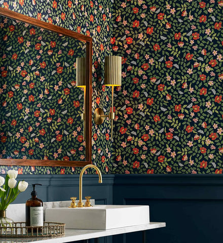 Primrose Peel & Stick Wallpaper - Rose & Navy