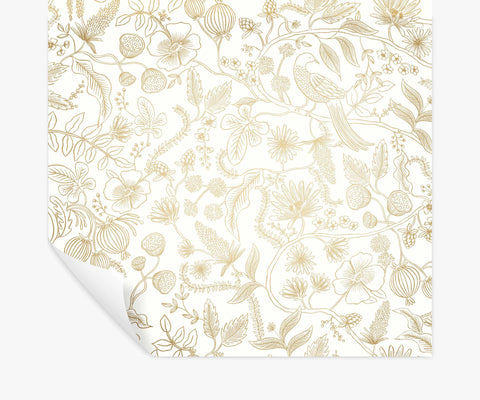 Aviary Peel & Stick Wallpaper - Metallic Gold & Cream