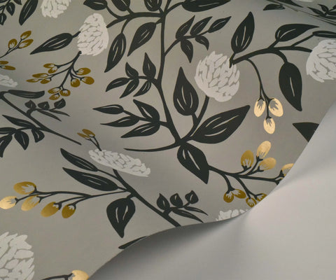 Peonies Wallpaper Sample - Grey