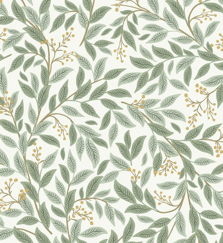 Willowberry Wallpaper - Sage & White