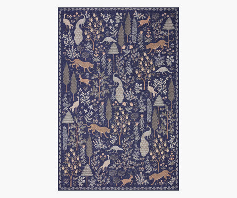 Menagerie Forest Printed Rug - Navy