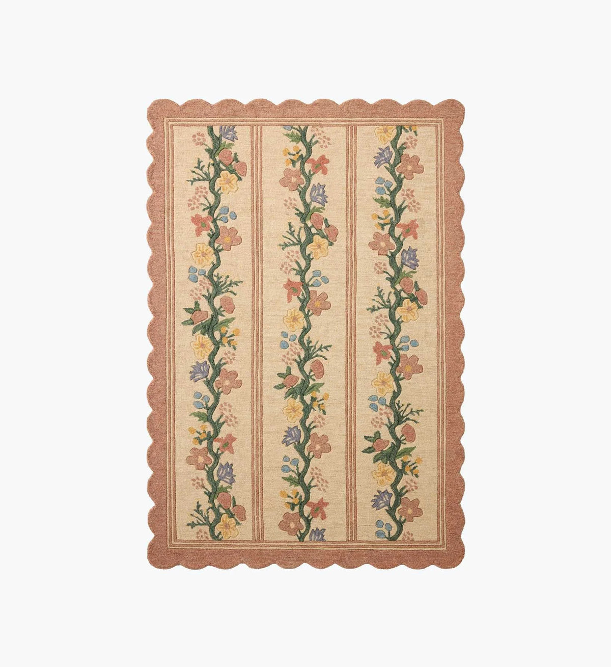 Thistle Wool Hooked Rug - Blush