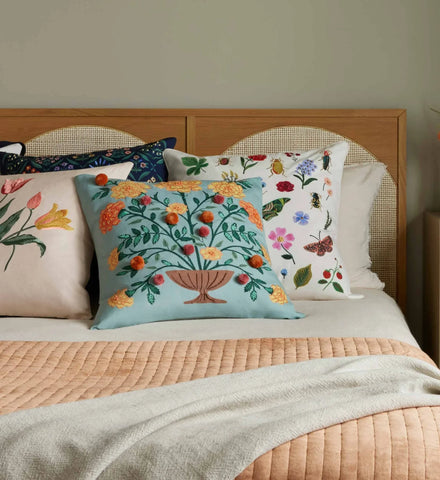 Tulips Embroidered Pillow - Multi
