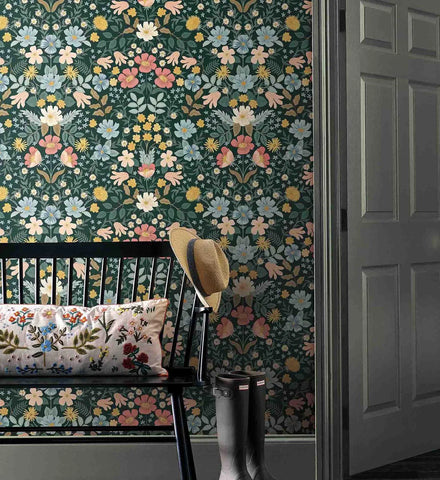 Bramble Garden Peel & Stick Wallpaper - Emerald