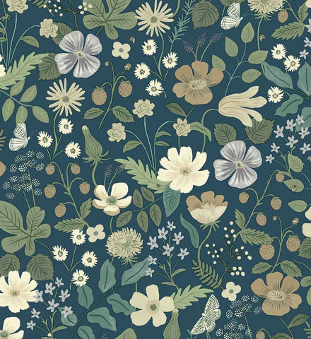 Strawberry Fields Wallpaper - Teal