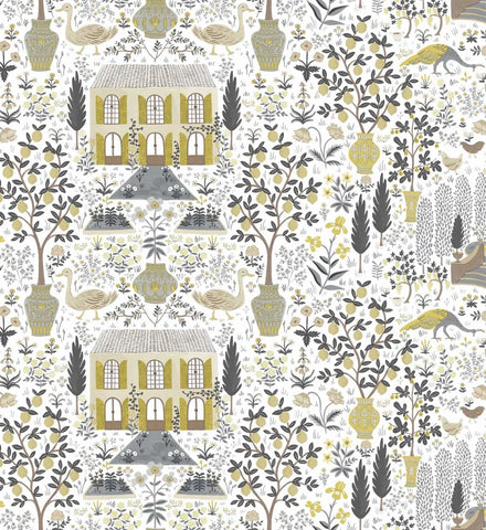 Camont Wallpaper - Linen & Metallic Gold