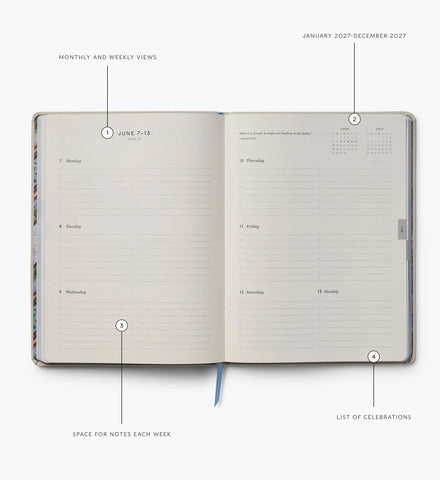 2027 12-Month Embroidered Bookbound Planner - Heritage Sampler