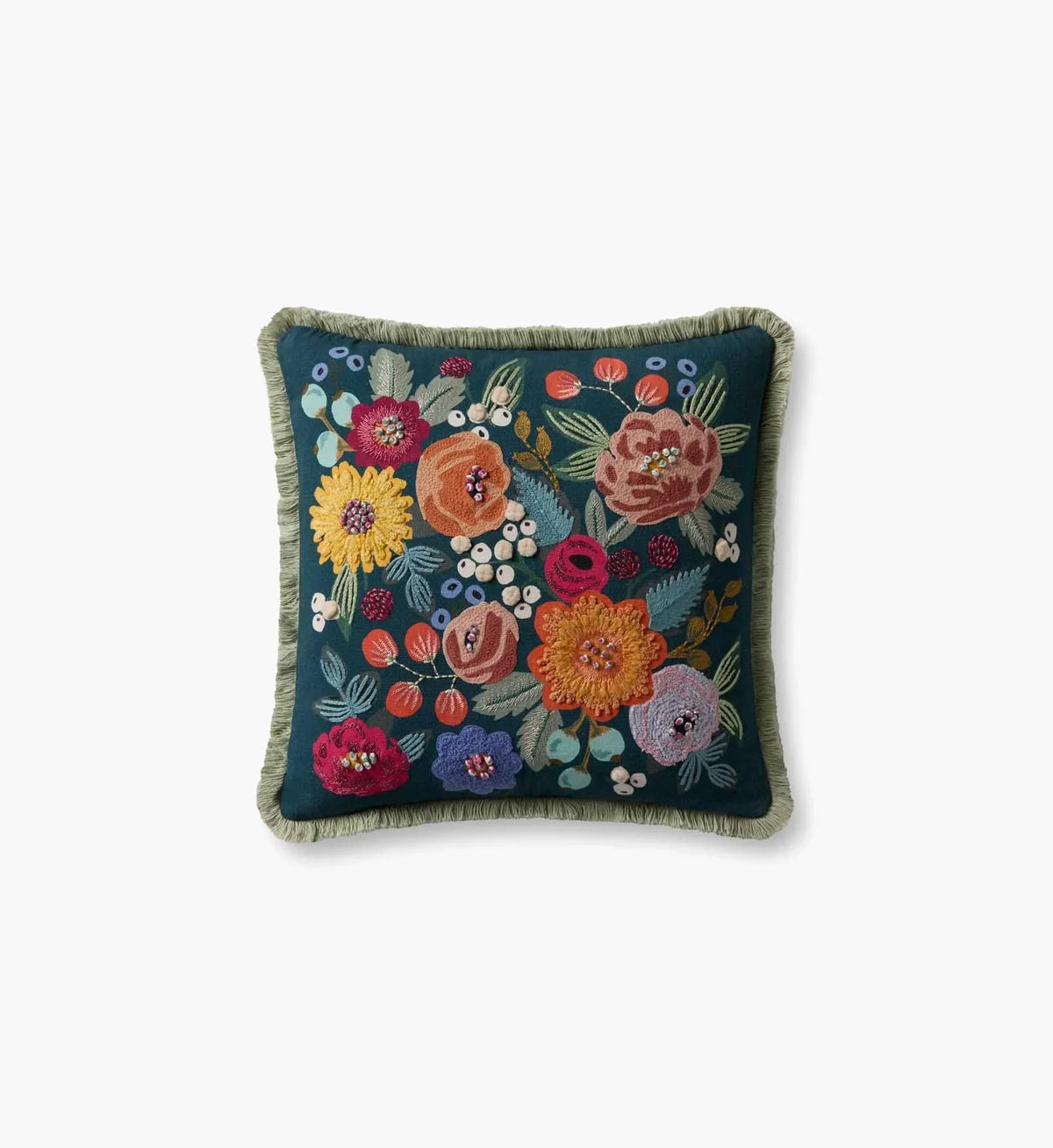 Vintage Garden Embroidered Pillow - Multi