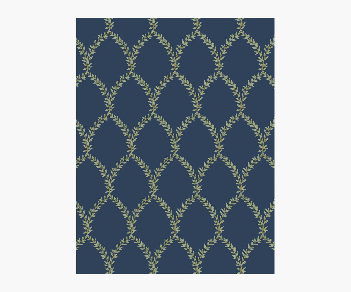 Laurel Wallpaper Sample - Navy