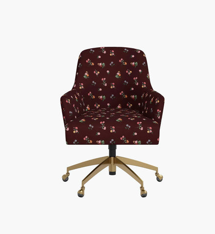 Cambridge Desk Chair - Ditsy Dahlia Burgundy