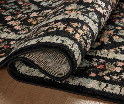 Laurel Parquet Power Loomed Rug - Black