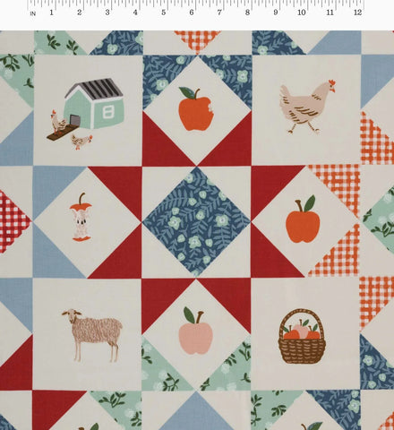 Farmhouse Quilt Cotton Fabric - Slate