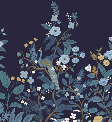 Peacock Wallpaper Mural - Navy