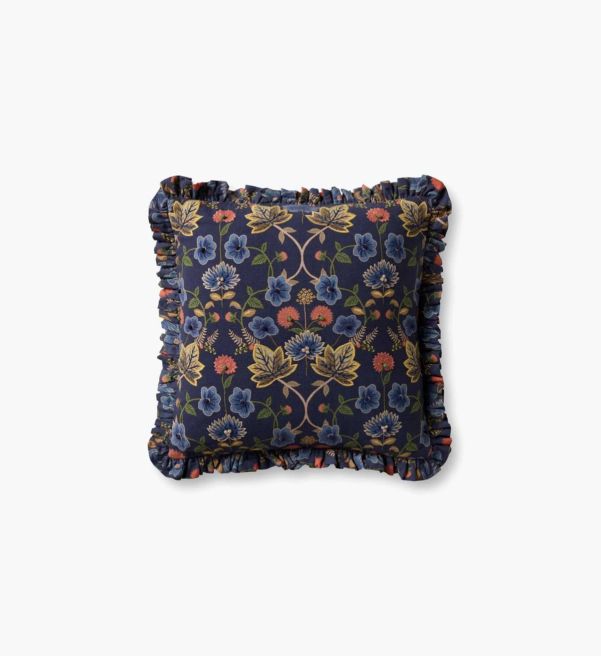 Maple Embroidered Pillow - Blue